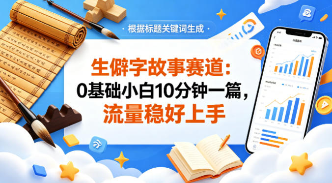 公众号流量主——生僻字故事赛道，流量稳，好上手，0基础小白也能10分钟一篇-52项目站