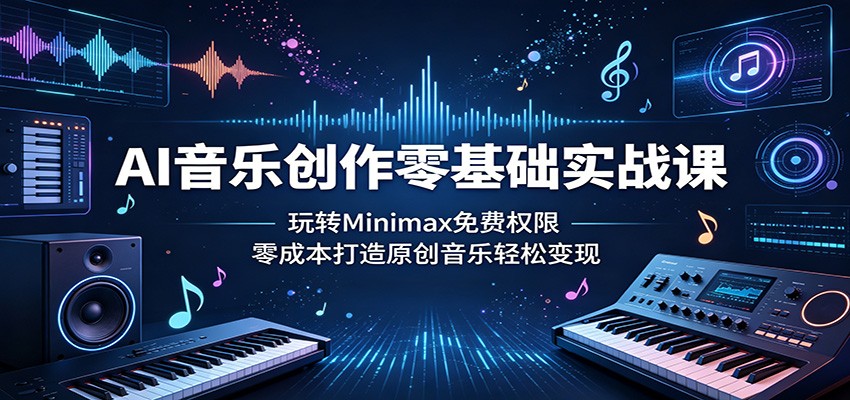 AI音乐创作零基础实战课:玩转Minimax免费权限,零成本打造原创音乐轻松变现-52项目站
