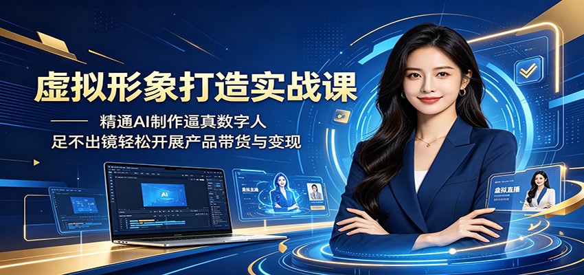 虚拟形象打造实战课:精通AI制作逼真数字人,足不出镜轻松开展产品带货与变现-52项目站