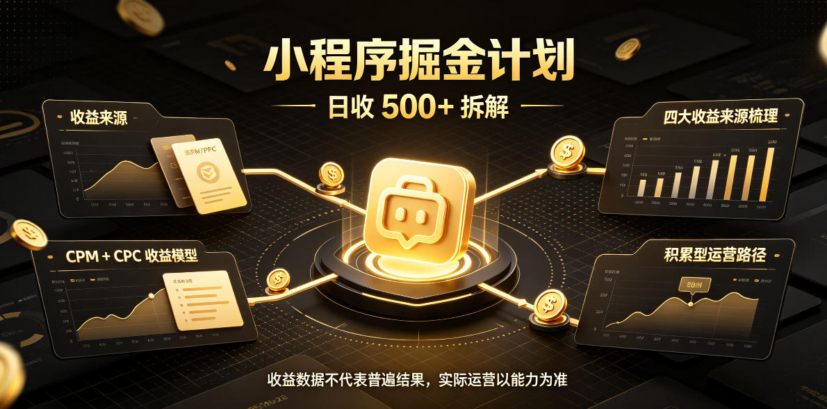 小程序推广计划,日收500+,腾讯官方打款,客户留存率高,收益长期稳定【揭秘】-52项目站