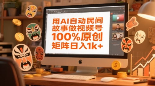 用AI自动民间故事做视频号,100%原创,矩阵日入1k+-52项目站