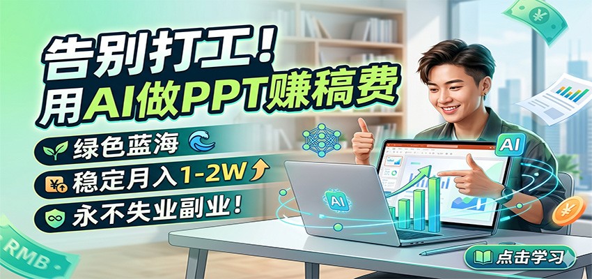 告别打工！用AI做PPT赚稿费，绿色蓝海，稳定月入1-2W，永不失业副业！-52项目站