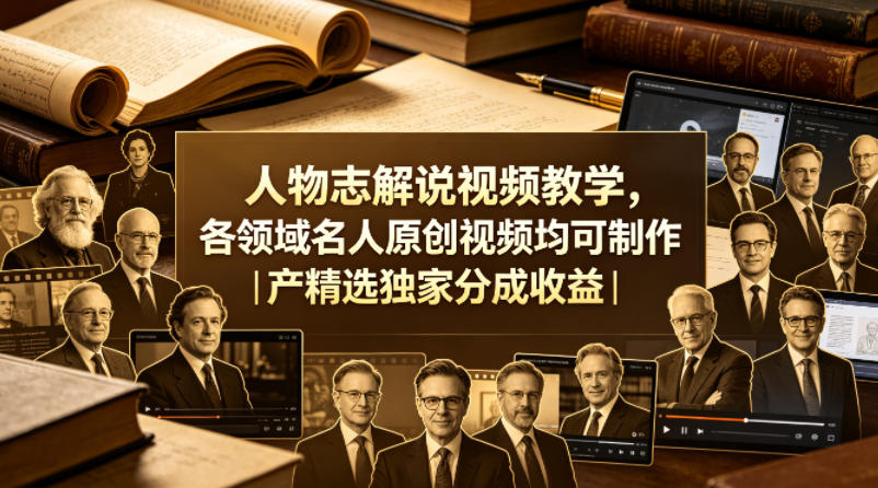 人物志解说视频教学，各领域名人原创视频均可制作丨精选独家分成收益(更新0430)-52项目站