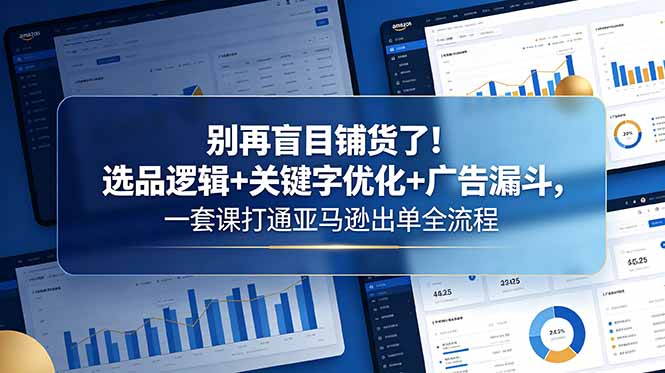 别再盲目铺货了!选品逻辑+关键字优化+广告漏斗,一套课打通亚马逊出单全流程-52项目站