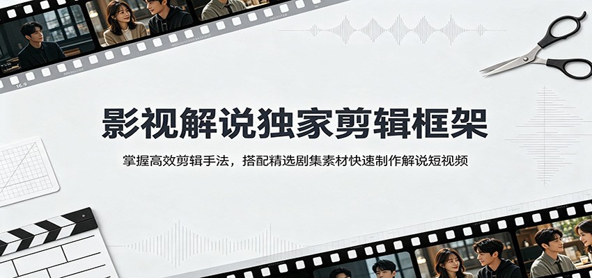 影视解说独家剪辑框架：掌握高效剪辑手法，搭配精选剧集素材快速制作解说短视频-52项目站