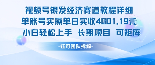 视频号银发经济赛道单账号实操单日实收1k+，小白轻松上手长期项目-52项目站