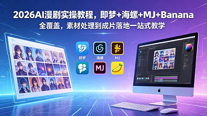 2026AI漫剧实操教程,即梦+海螺+MJ+Banana全覆盖,素材处理到成片落地一站式教学-52项目站