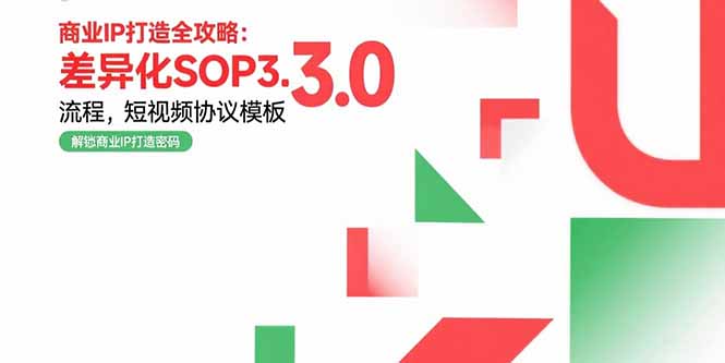商业IP打造全攻略：差异化SOP3.0流程，短视频协议模板，婚恋项目实战案例-52项目站