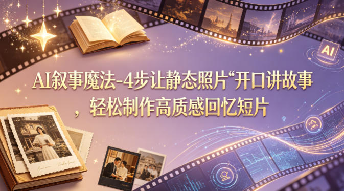 AI叙事魔法-4步让静态照片“开口讲故事”，轻松制作高质感回忆短片-52项目站