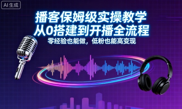 播客保姆级实操教学,从0搭建到开播全流程,零经验也能做,低粉也能高变现