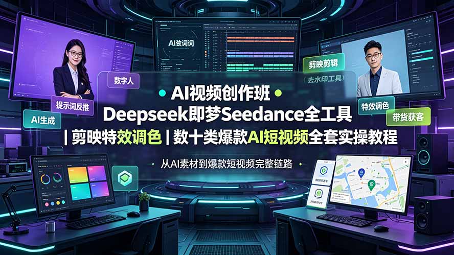 AI视频创作班◆Deepseek即梦Seedance全工具｜剪映特效调色｜数十类爆款AI短视频全套实操教程-52项目站