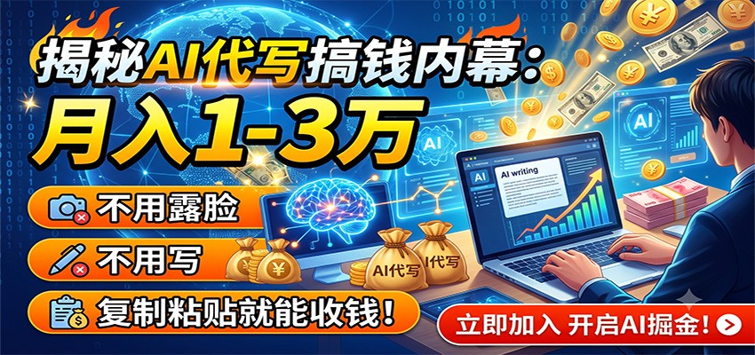 揭秘AI代写搞钱内幕:月入1-3万,不用露脸不用写,复制粘贴就能收钱!-52项目站