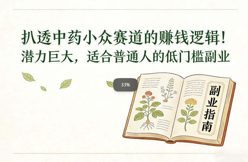 扒透中药小众赛道的賺米逻辑，潜力巨大，适合普通人的低门槛副业-52项目站