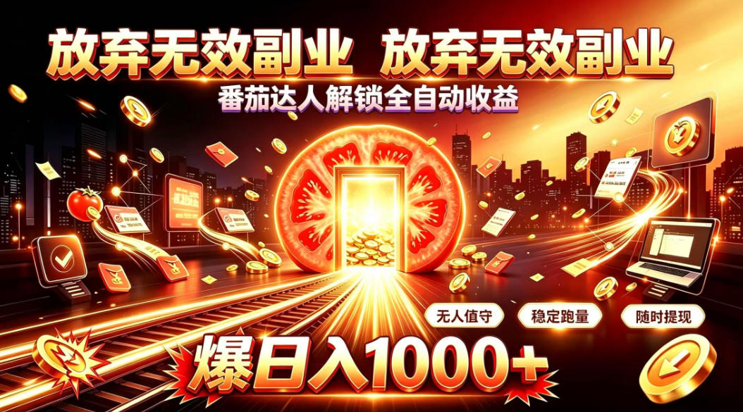 放弃无效副业，番茄达人解锁全自动收益，日入1k+，门槛最低的线上轻资产项目【揭秘】-52项目站