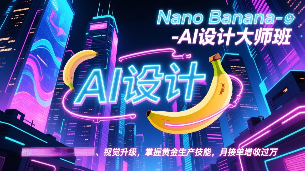 Nano Banana-AI设计大师班，修图合成、广告创作、视觉升级，掌握黄金生产技能，月接单增收过万-52项目站