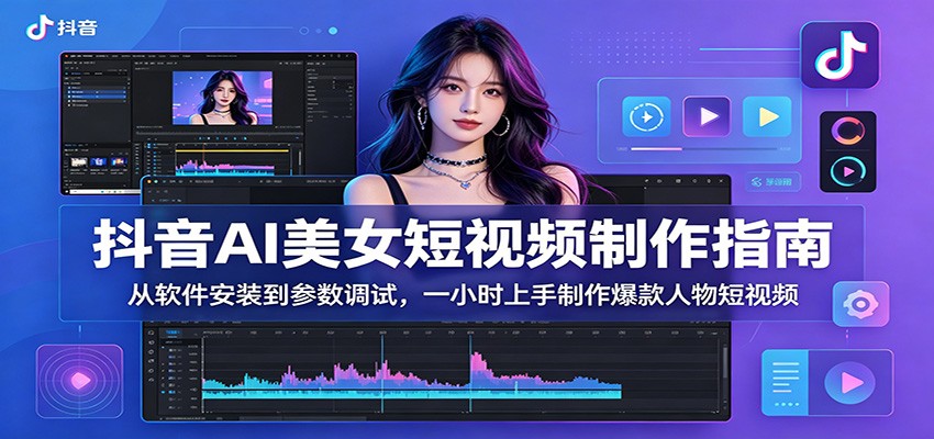 抖音AI美女短视频制作指南:从软件安装到参数调试,一小时上手制作爆款人物短视频-52项目站
