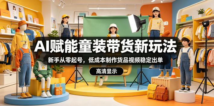 AI赋能童装带货新玩法,新手从零起号,低成本制作货品视频稳定出单-52项目站