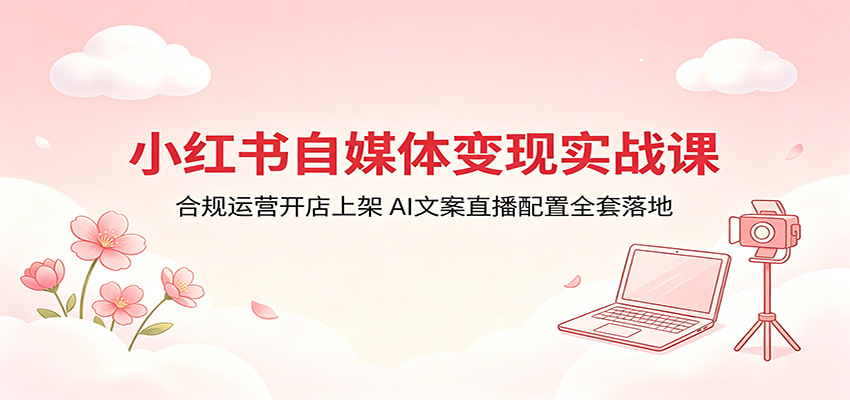 小红书自媒体变现实战课:合规运营开店上架,AI文案直播配置全套落地-52项目站