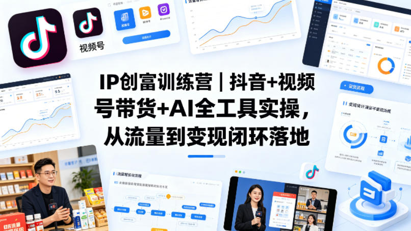 IP创富训练营｜抖音+视频号带货+AI全工具实操，从流量到变现闭环落地-52项目站