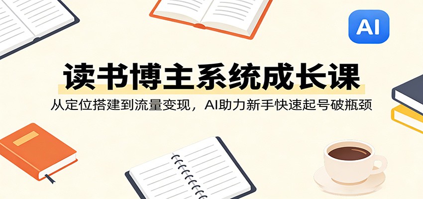 读书博主系统成长课：从定位搭建到流量变现，AI助力新手快速起号破瓶颈-52项目站