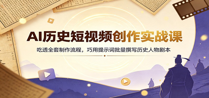 AI历史短视频创作实战课：吃透全套制作流程，巧用提示词批量撰写历史人物剧本-52项目站