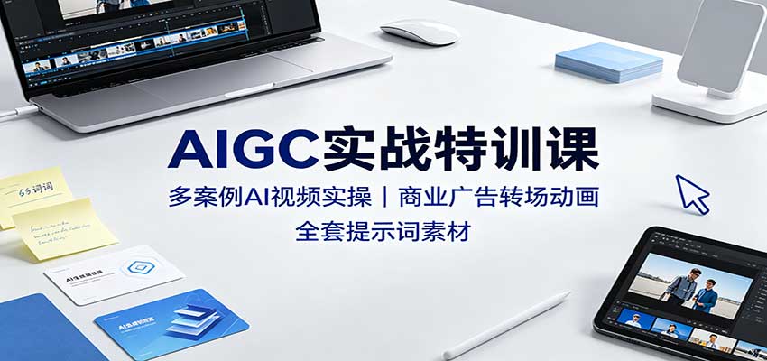 AIGC实战特训课：多案例AI视频实操，商业广告转场动画，全套提示词素材-52项目站