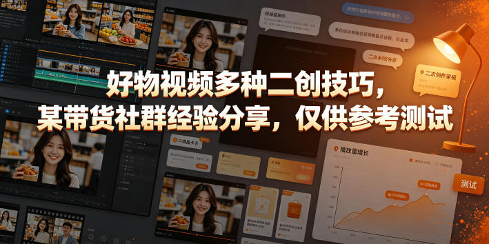 好物视频多种二创技巧，某带货社群经验分享，仅供参考测试-52项目站