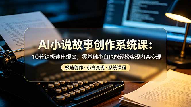 AI小说故事创作系统课：10分钟极速出爆文，零基础小白也能轻松实现内容变现-52项目站