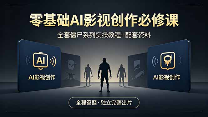零基础AI影视创作必修课，全套僵尸系列实操教程加配套资料，全程答疑带你独立完整出片-52项目站