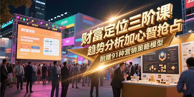 财富定位三阶课，趋势分析加心智抢占，附赠91种营销策略模型-52项目站