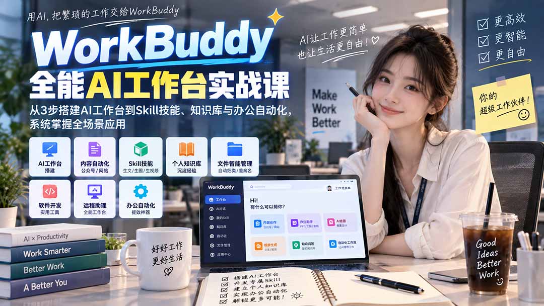 WorkBuddy全能AI工作台实战课：从3步搭建AI工作台到Skill技能、知识库与办公自动化，系统掌握全场景应用-52项目站