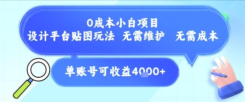 0成本小白项目,设计平台贴图玩法,无需维护,无需成本,单账号单月可产生收益4k+-52项目站
