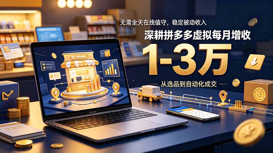 无需全天在线值守，稳定被动收入，深耕拼多多虚拟每月增收 1-3 万-52项目站
