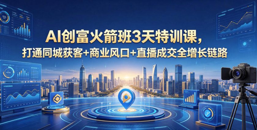 AI创富火箭班3天特训课，打通同城获客+商业风口+直播成交全增长链路，2026年4月新课-52项目站