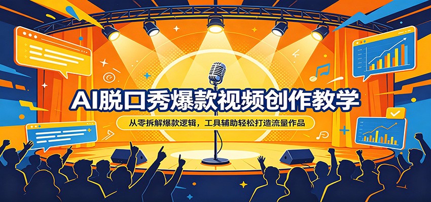 AI脱口秀爆款视频创作教学：从零拆解爆款逻辑，工具辅助轻松打造流量作品-52项目站