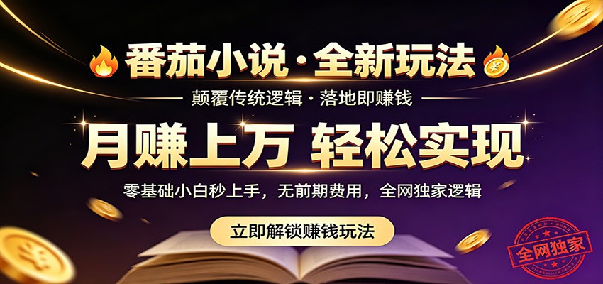 番茄小说5月最新独家玩法,稳定落地实测月入过万!-52项目站