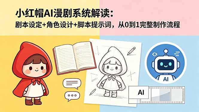 小红帽AI漫剧系统解读:剧本设定+角色设计+脚本提示词,从0到1完整制作流程-52项目站