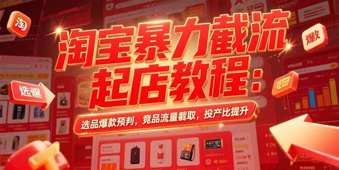 淘宝暴力截流起店教程：选品爆款预判，竞品流量截取，投产比提升-52项目站
