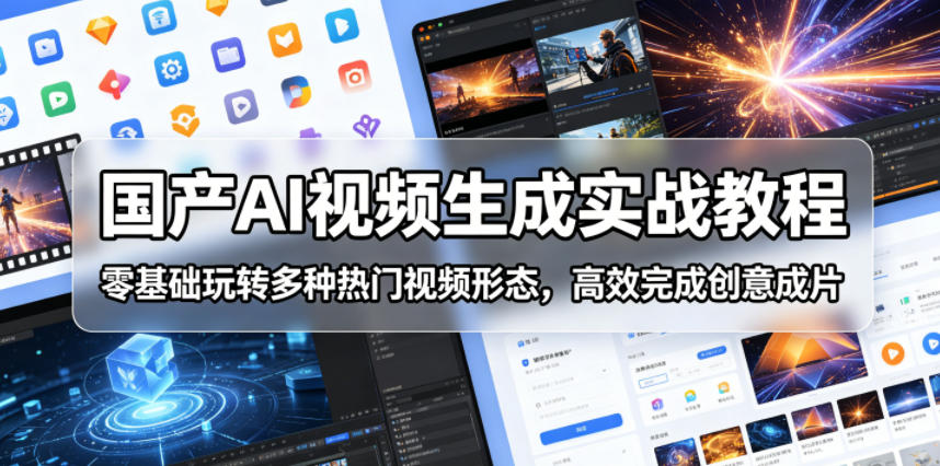 国产AI视频生成实战教程,零基础玩转多种热门视频形态,高效完成创意成片-52项目站