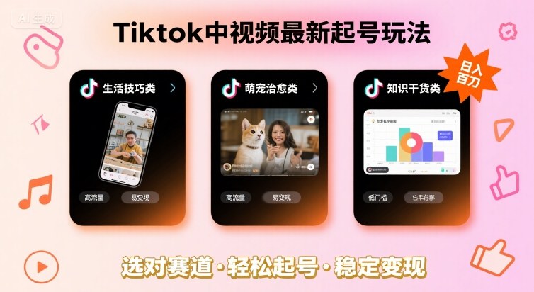 Tiktok中视频最新起号玩法，想要日入百刀，做好这几个赛道就可以了-52项目站