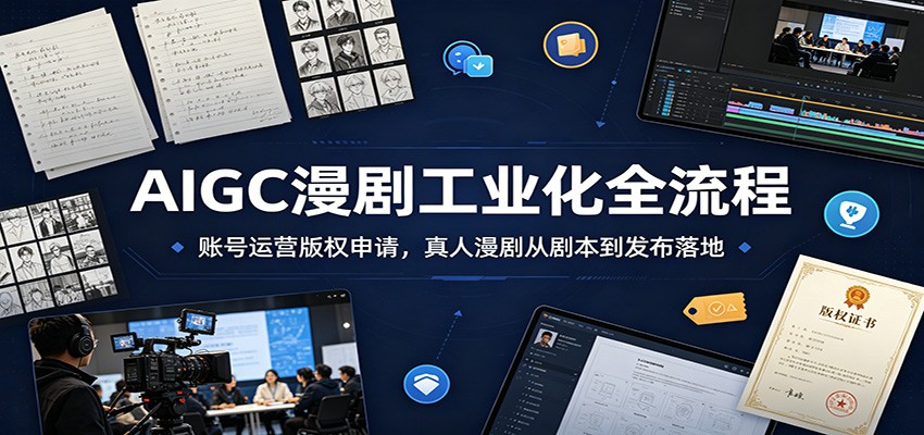 AIGC漫剧工业化全流程:账号运营版权申请,真人漫剧从剧本到发布落地-52项目站