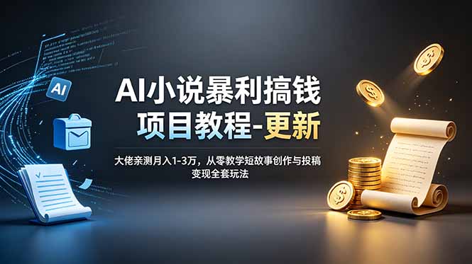 AI小说暴利搞钱项目教程-更新,大佬亲测月入1-3万,从零教学短故事创作与投稿变现全套玩法-52项目站