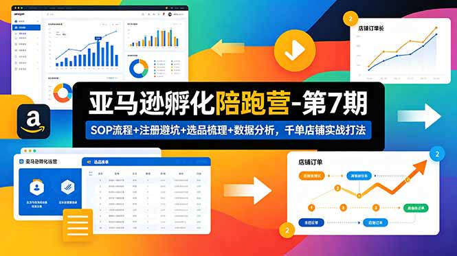 亚马逊孵化陪跑营-第7期:SOP流程+注册避坑+选品梳理+数据分析,千单店铺实战打法-52项目站
