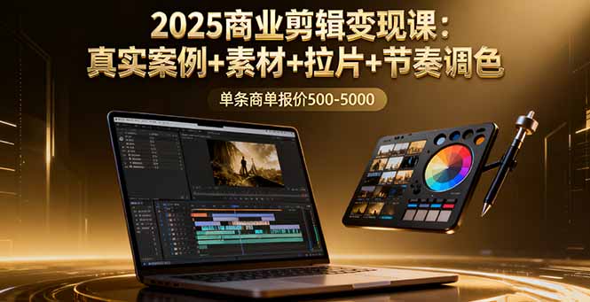 2025商业剪辑变现课：真实案例+素材+拉片+节奏调色，单条商单报价500-5000-52项目站