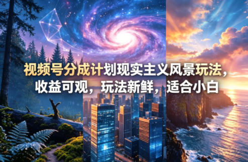 视频号分成计划现实主义风景玩法，收益可观，玩法新鲜，适合小白-52项目站