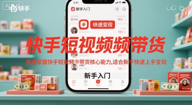 快手短视频带货,快速掌握快手短视频带货核心能力,适合新手快速上手变现-52项目站