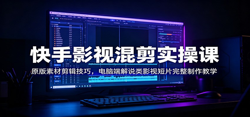 快手影视混剪实操课：原版素材剪辑技巧，电脑端解说类影视短片完整制作教学-52项目站