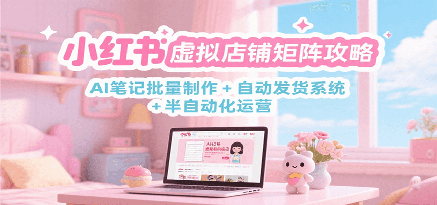 小红书虚拟店铺矩阵攻略：AI笔记批量制作 + 自动发货系统 + 半自动化运营-52项目站