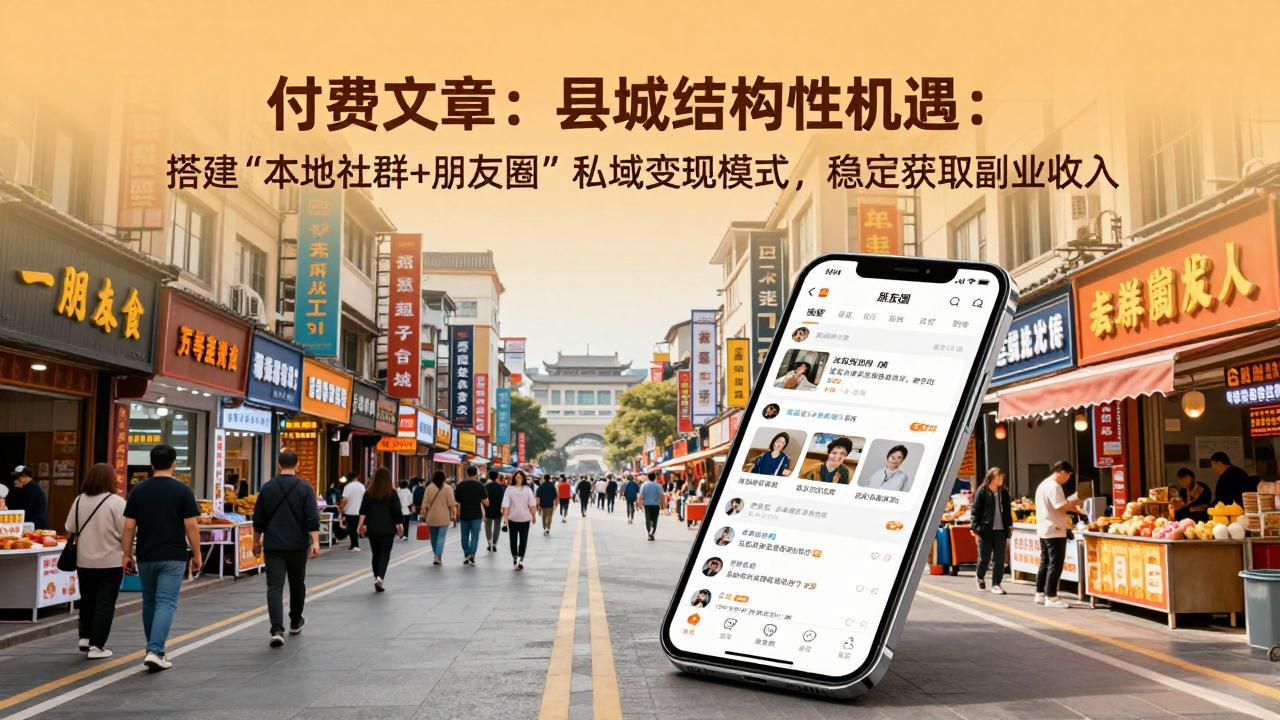 付费文章:县城结构性机遇:搭建“本地社群+朋友圈”私域变现模式,稳定获取副业收入-52项目站