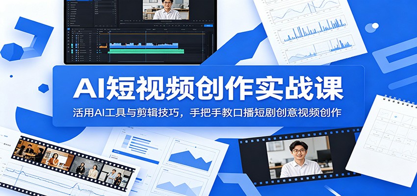 AI短视频创作实战课:活用AI工具与剪辑技巧,手把手教口播短剧创意视频创作-52项目站